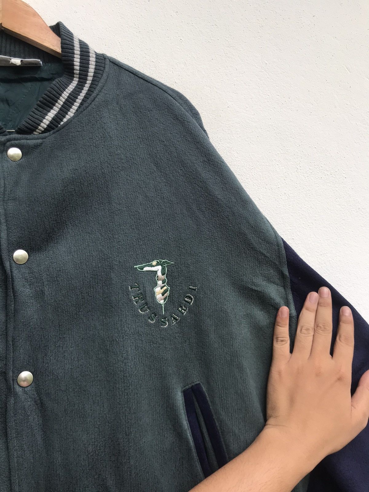 Trussardi Vintage Made in Italy Trussardi Fleece Varsity Jacket Size US XL / EU 56 / 4 - 6 Thumbnail