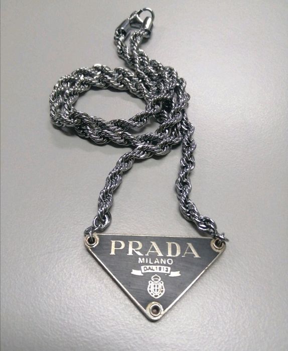 Vintage Prada necklace repurposed chain pendant silver color #N03 | Grailed
