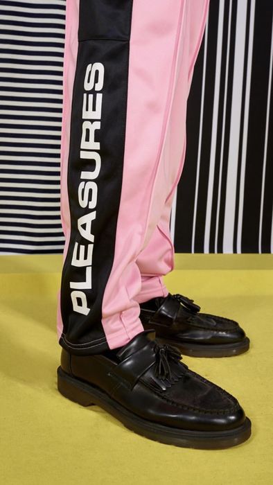 Pleasures Pleasures Pink and Black Colorblock Track Pants | Grailed