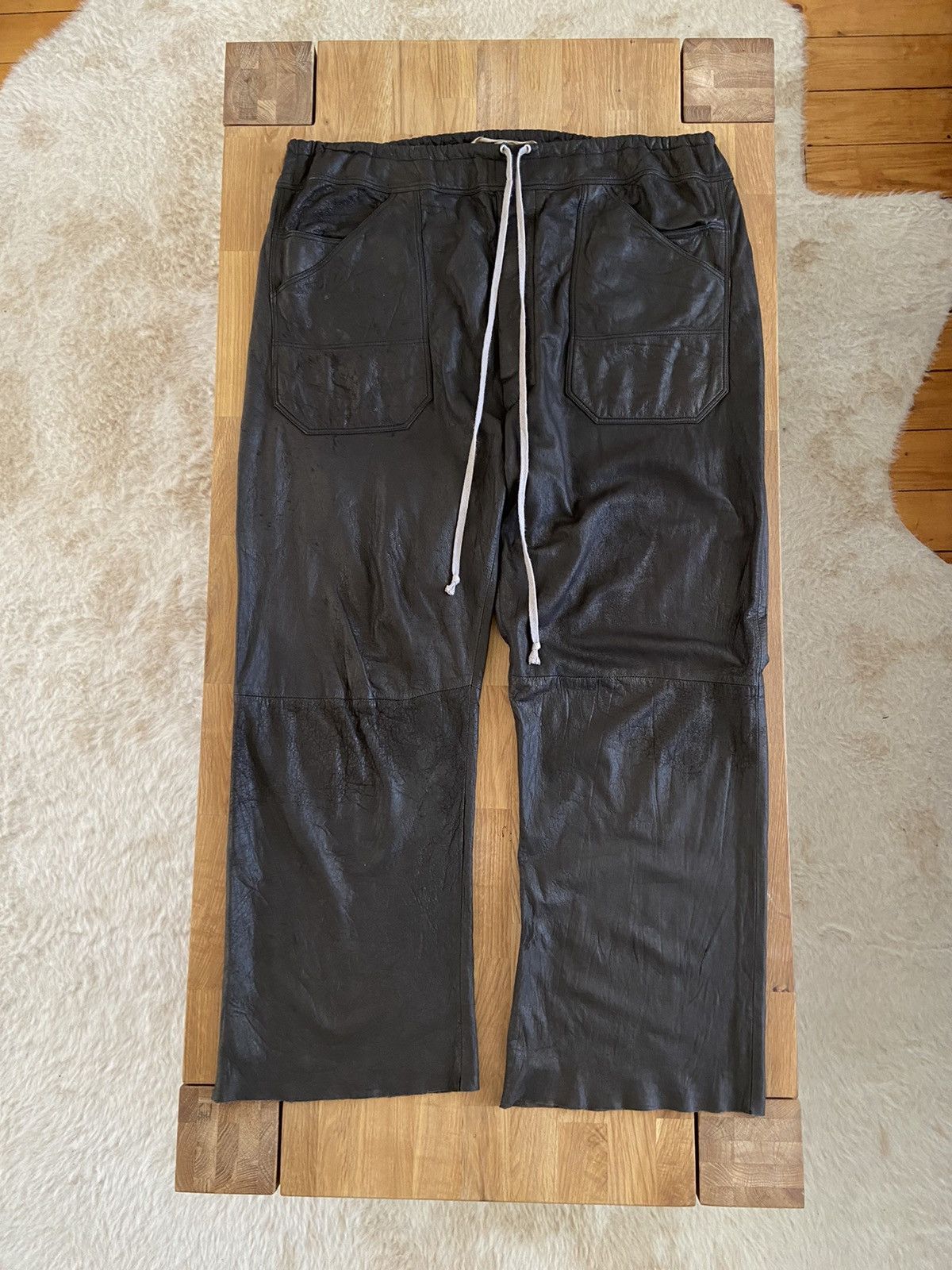Rick Owens Rick Owens AW02 Sparrow Wide Leather Pants | Grailed