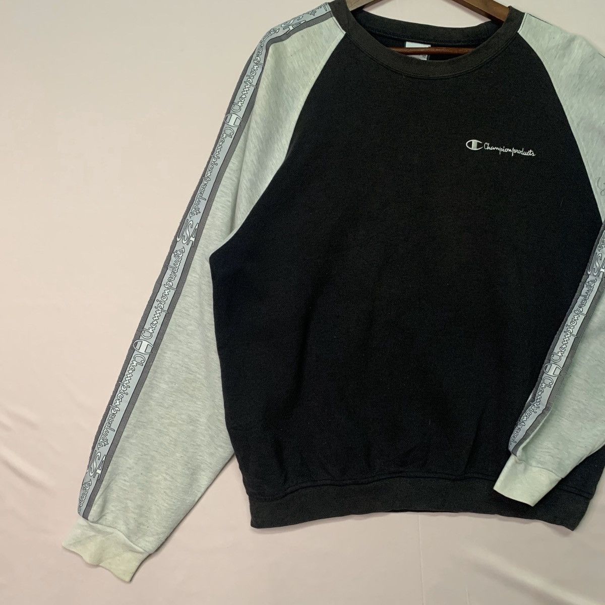 Champion × Vintage Vintage Champion Products Side Tape Sleeve Crewneck Sweater Size US L / EU 52-54 / 3 - 2 Thumbnail