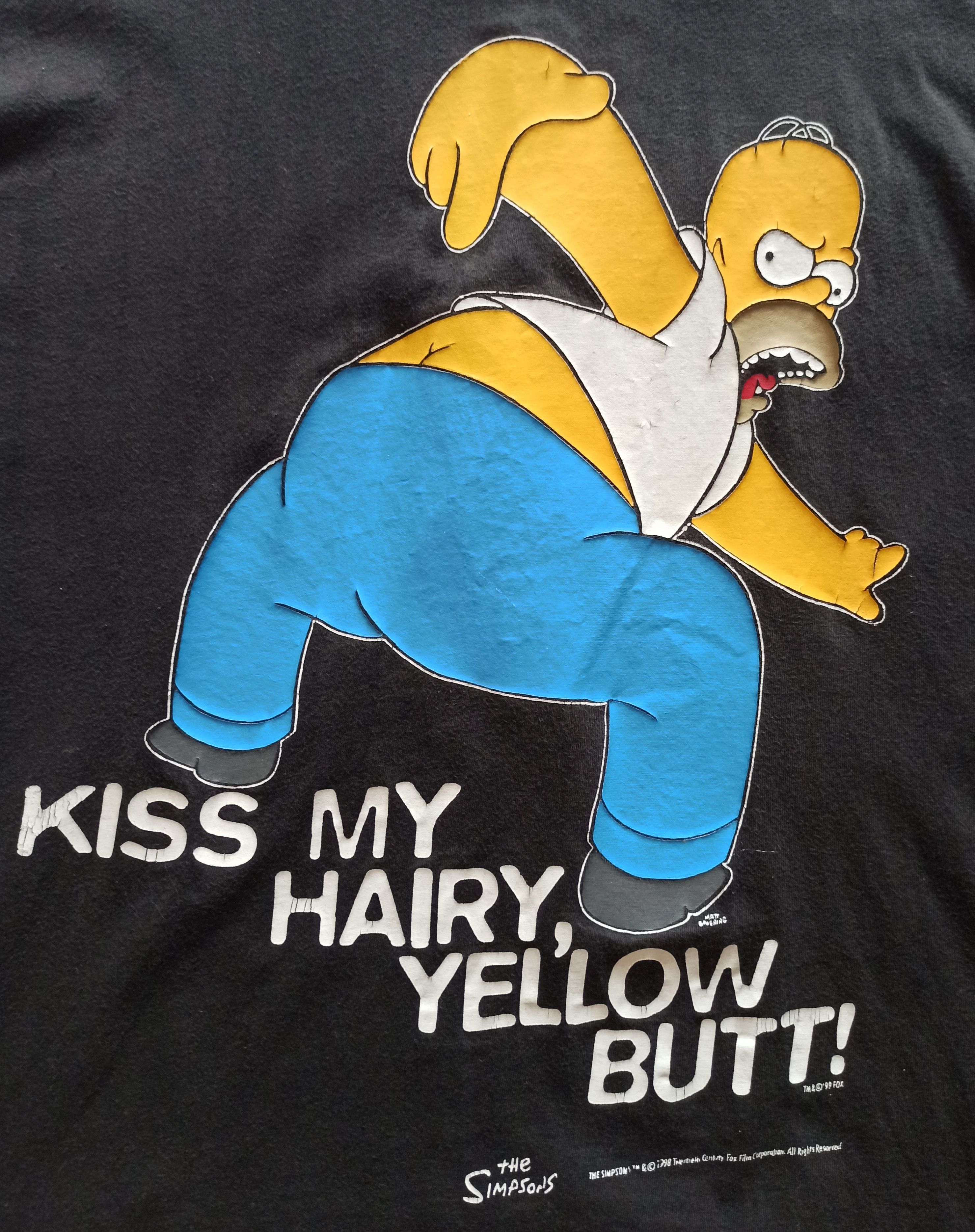 The Simpsons 1999 Homer Black Vintage Hairy Butt Large 90s
