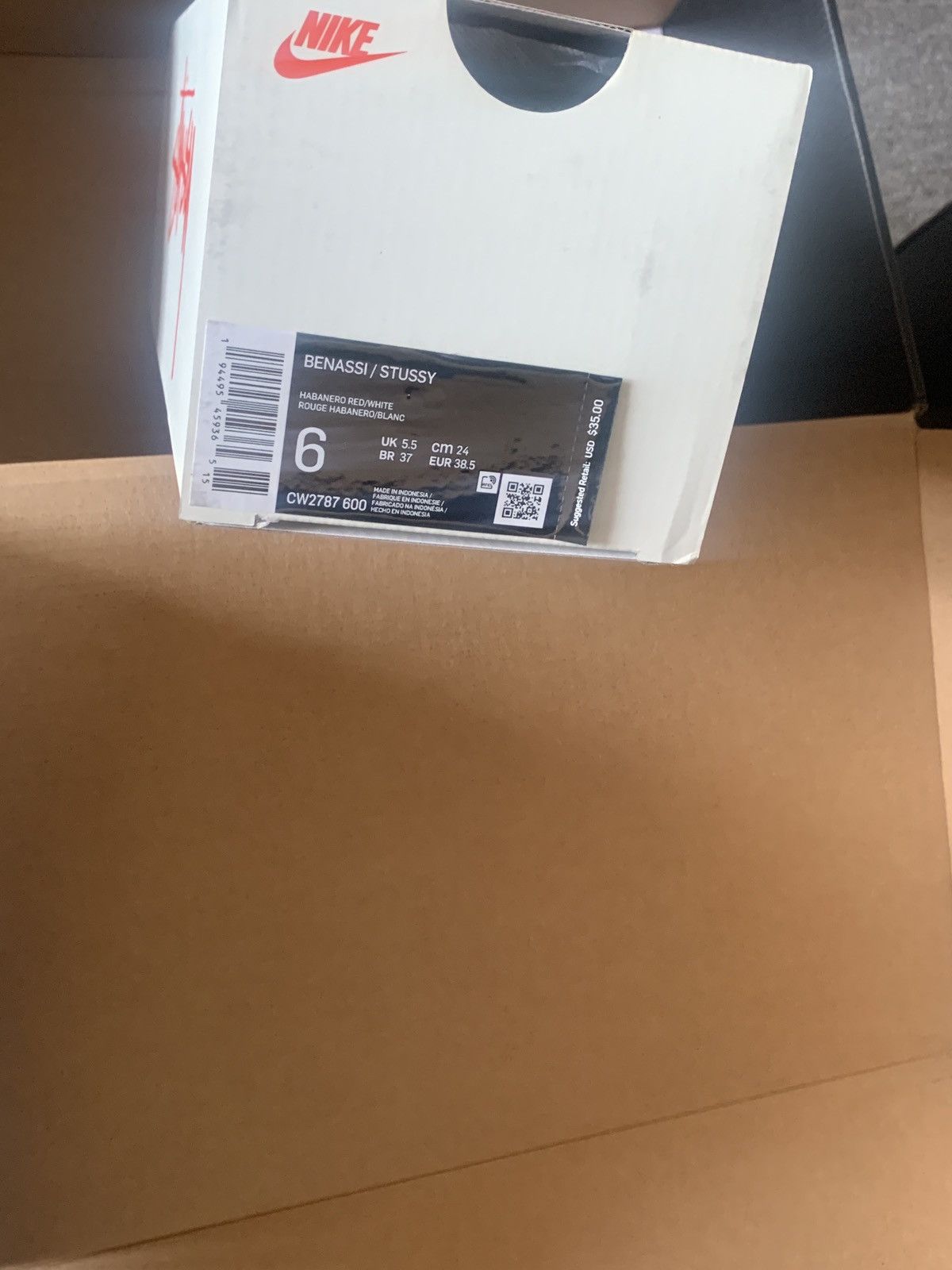Nike x Stussy Benassi Slide (Habanero Red) sz 6 (bulk)