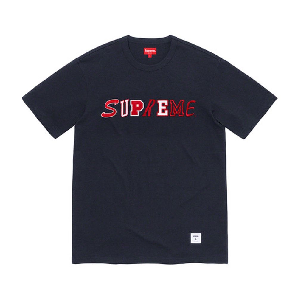 Supreme Supreme Collage Logo S/S Top (Navy) | Grailed