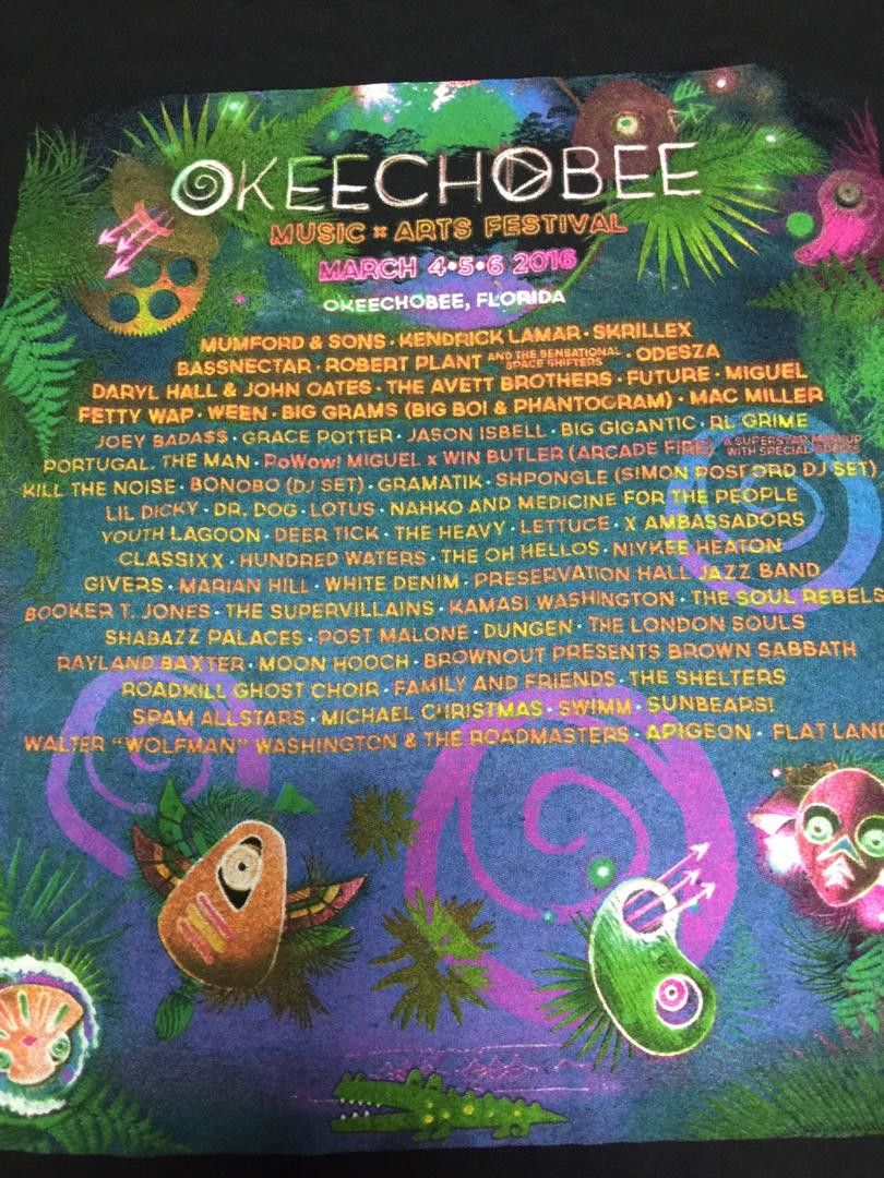 Band Tees Okeechobee Music & Art Festival 2016 Black Colour Shirt Size US L / EU 52-54 / 3 - 6 Thumbnail