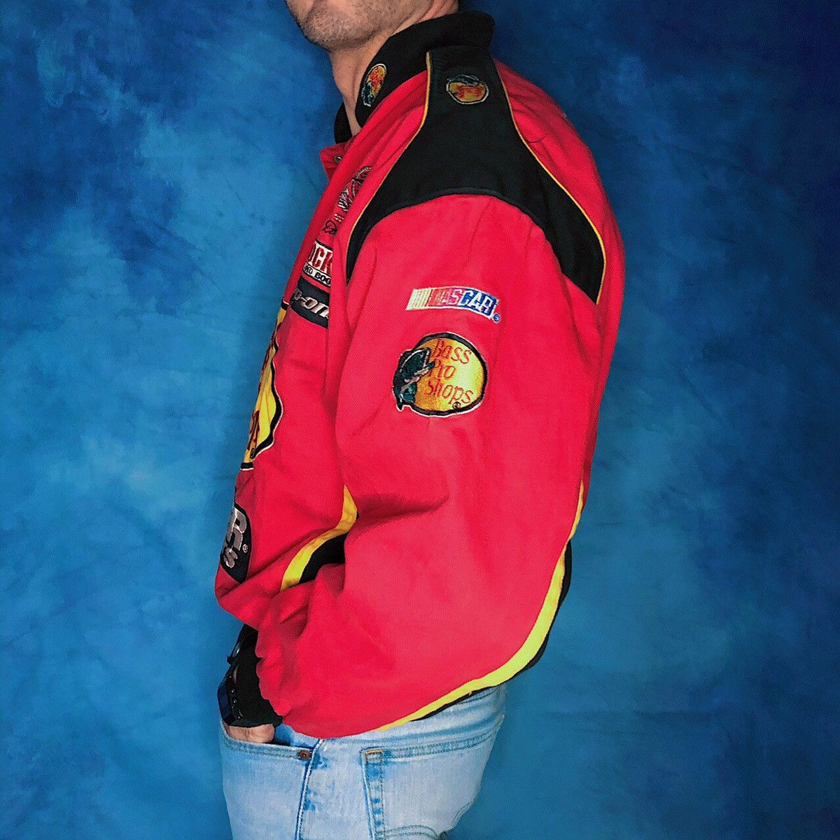 Vintage Bass Pro newest Shop Nascar Jacket Red Size L