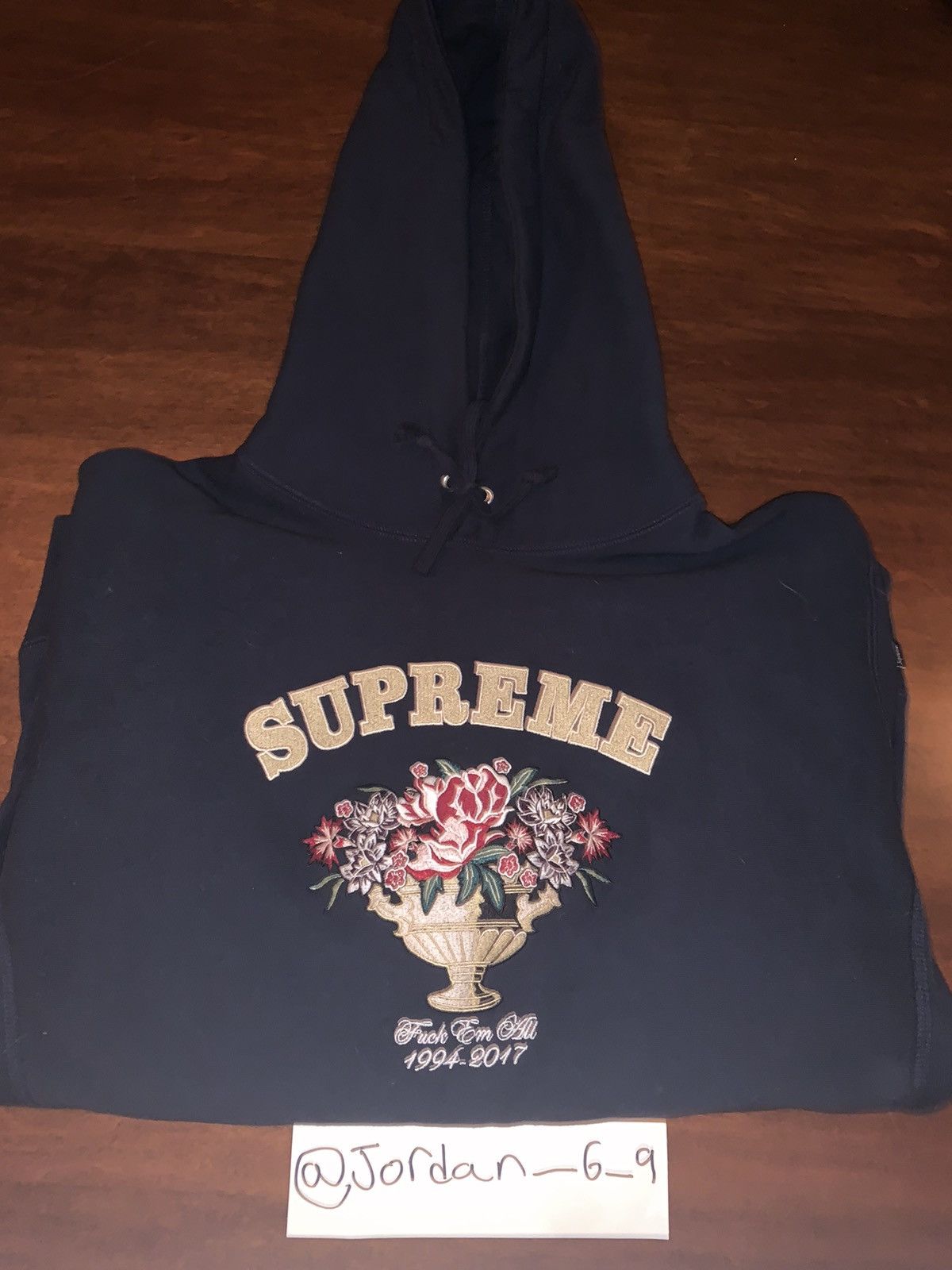 Supreme Supreme fuck em all roses hoodie | Grailed