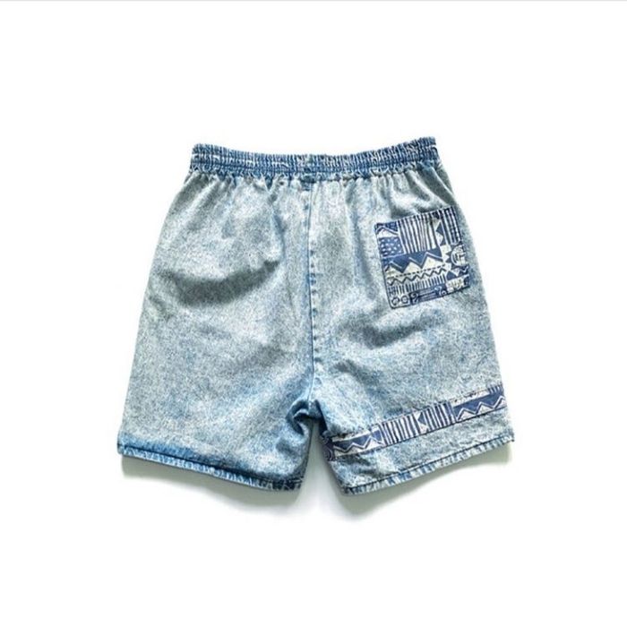 Vintage 80s Tribal Print Acid wash Denim Board Shorts Grailed