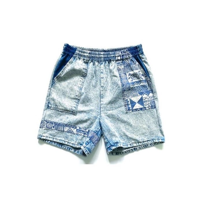 Vintage 80s Tribal Print Acid wash Denim Board Shorts Grailed