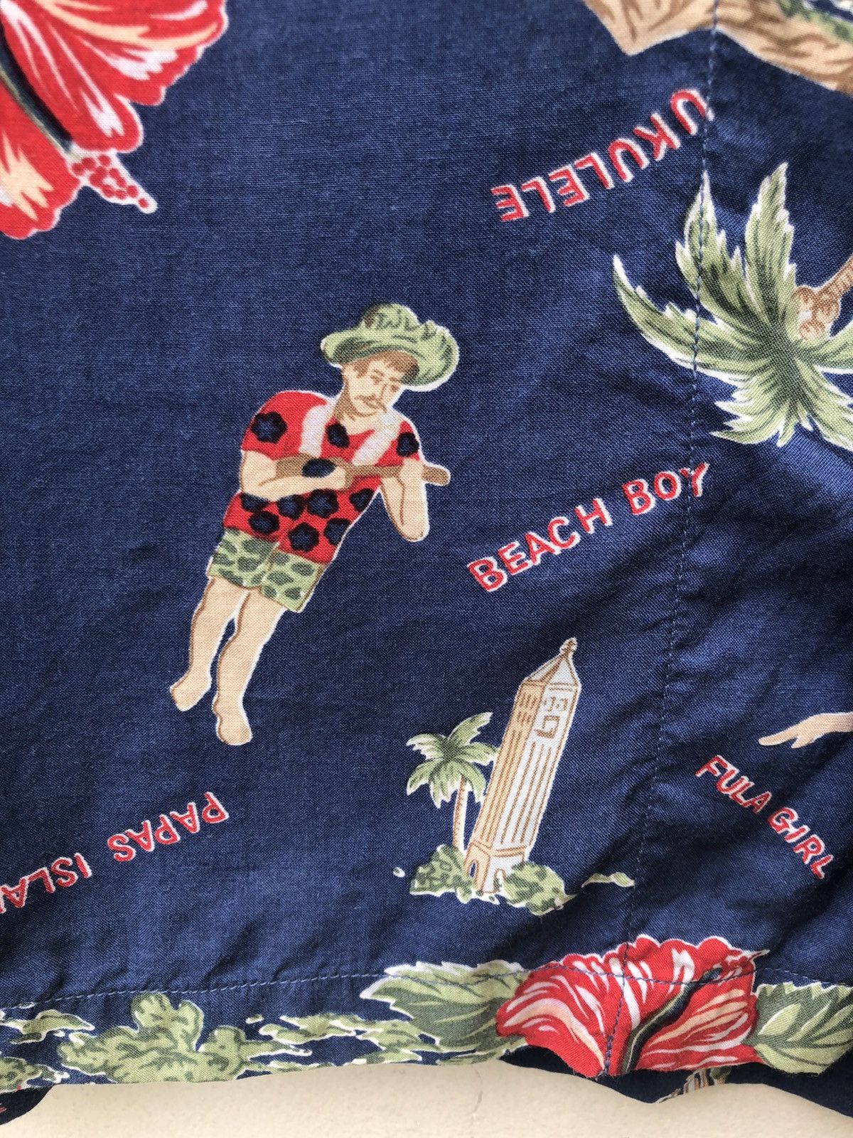Mademoiselle Non Non Papas Japan Double Pocket Hula Girl Rayon Hawaiian Shirt Size US M / EU 48-50 / 2 - 7 Thumbnail