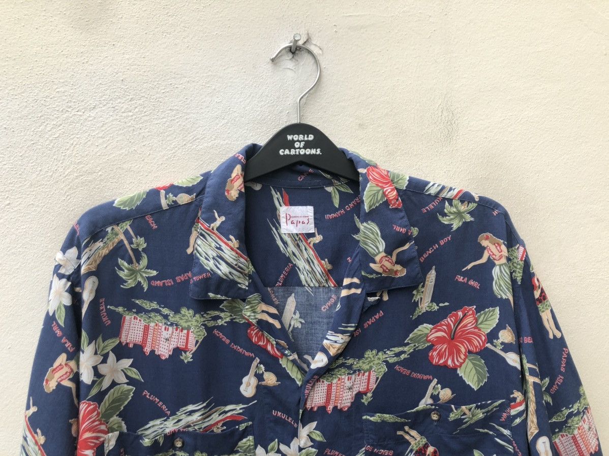 Mademoiselle Non Non Papas Japan Double Pocket Hula Girl Rayon Hawaiian Shirt Size US M / EU 48-50 / 2 - 2 Thumbnail