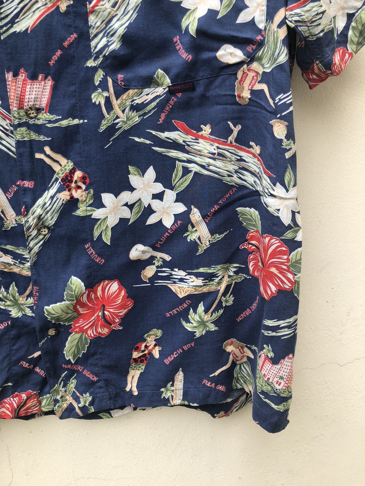 Mademoiselle Non Non Papas Japan Double Pocket Hula Girl Rayon Hawaiian Shirt Size US M / EU 48-50 / 2 - 5 Thumbnail