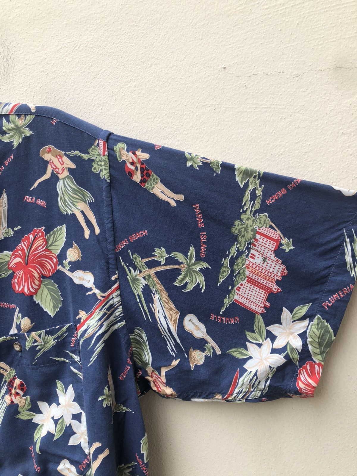Mademoiselle Non Non Papas Japan Double Pocket Hula Girl Rayon Hawaiian Shirt Size US M / EU 48-50 / 2 - 9 Thumbnail