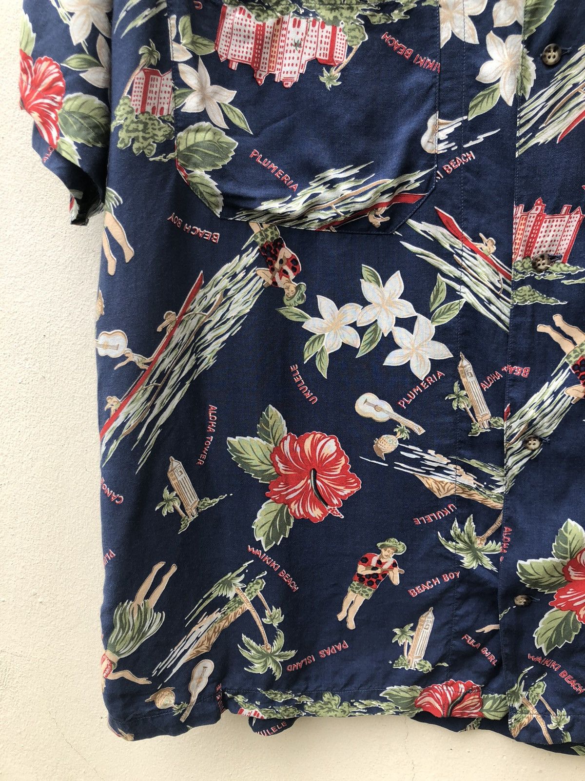 Mademoiselle Non Non Papas Japan Double Pocket Hula Girl Rayon Hawaiian Shirt Size US M / EU 48-50 / 2 - 6 Thumbnail
