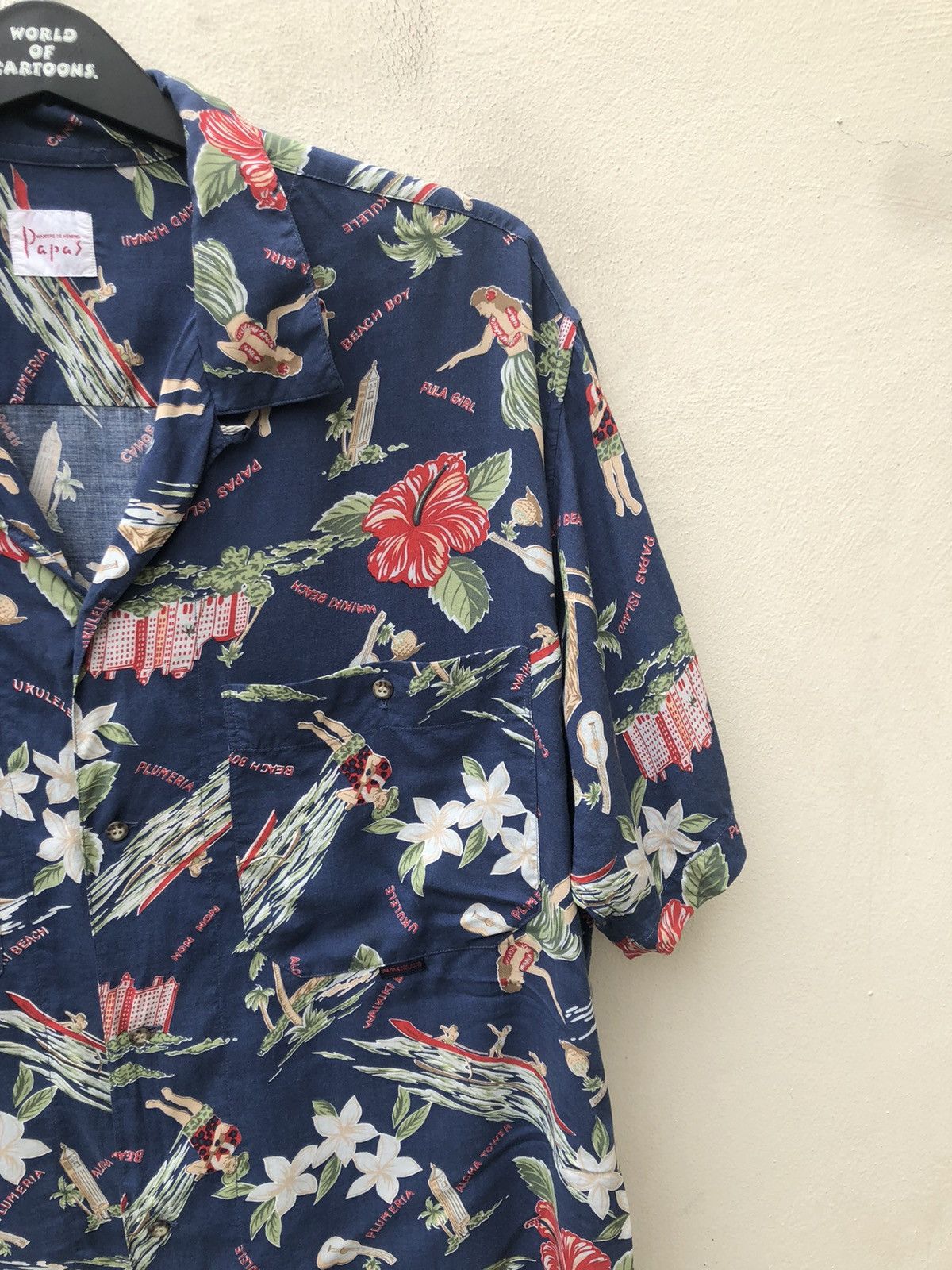 Mademoiselle Non Non Papas Japan Double Pocket Hula Girl Rayon Hawaiian Shirt Size US M / EU 48-50 / 2 - 3 Thumbnail