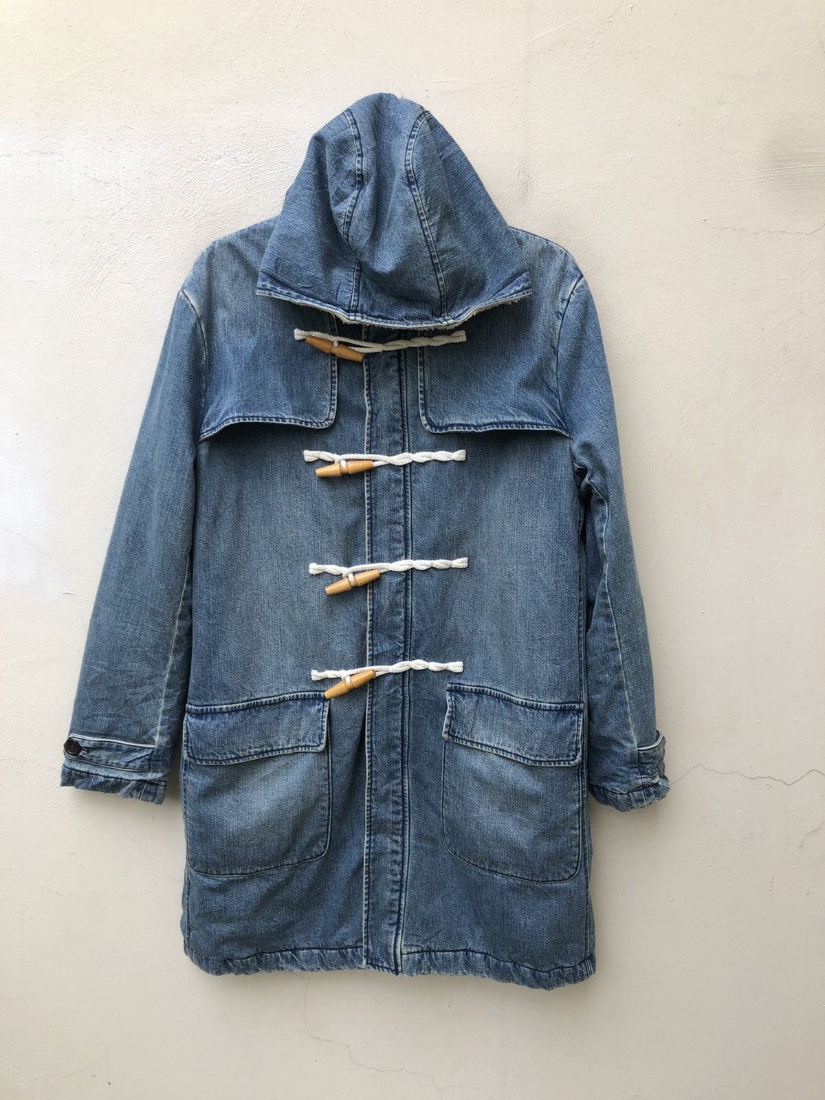 URBAN RESEARCH DOORS Urban Research Japan Sherpa Lined Duffle Coat Denim Jacket Size US M / EU 48-50 / 2 - 2 Thumbnail