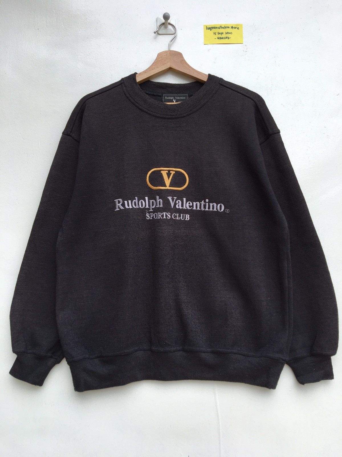 Vintage Vintage Rudolph Valentino Big Logo Embroidered Sweatshirt Size US L / EU 52-54 / 3 - 2 Thumbnail