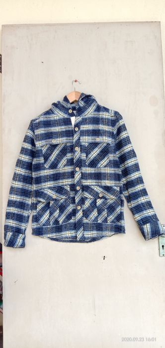 Japanese Brand HIBECK MEDIUM Flannel Hoodie button 4 pockets | Grailed