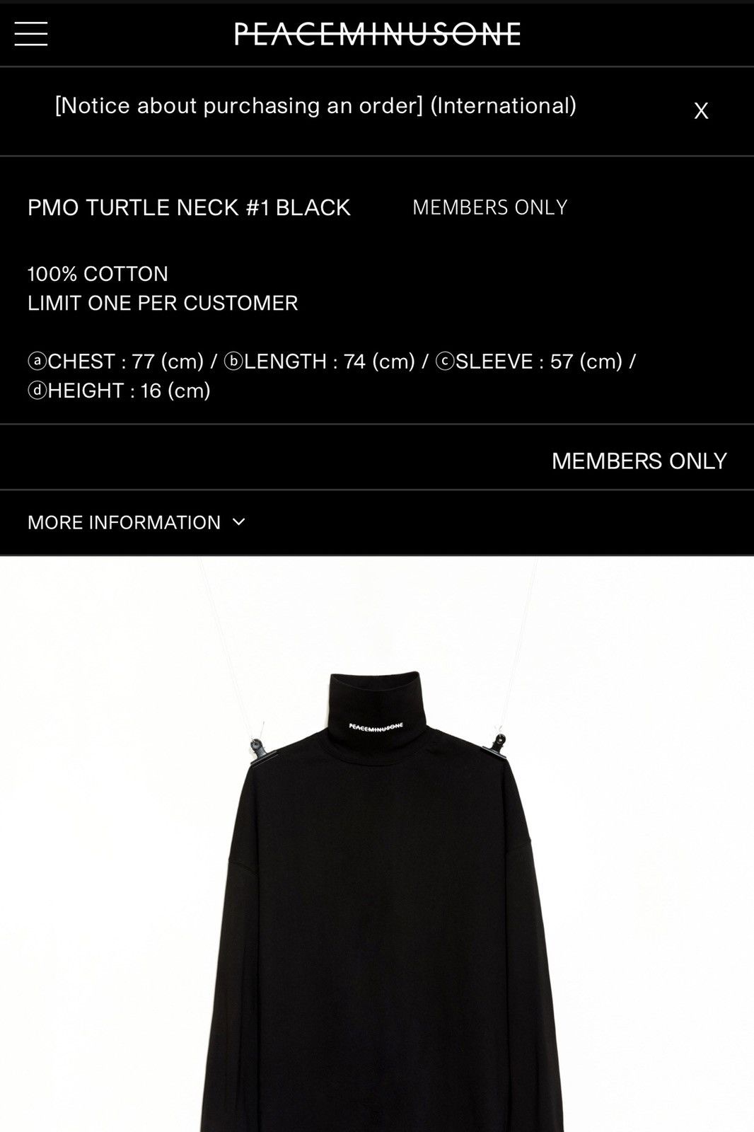 peaceminusone Peaceminusone logo turtleneck | Grailed