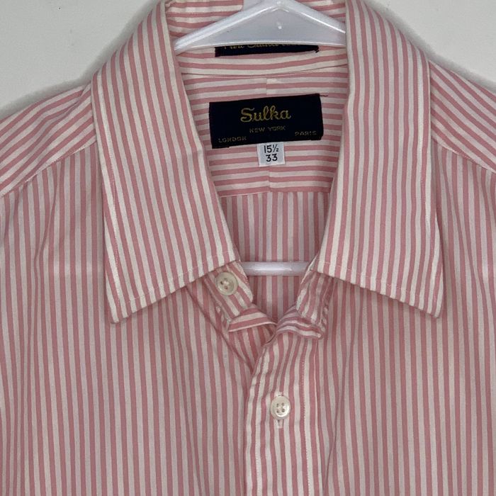 Sulka Sulka Mens Designer Shirt LS Pink White Striped 15.5 | Grailed