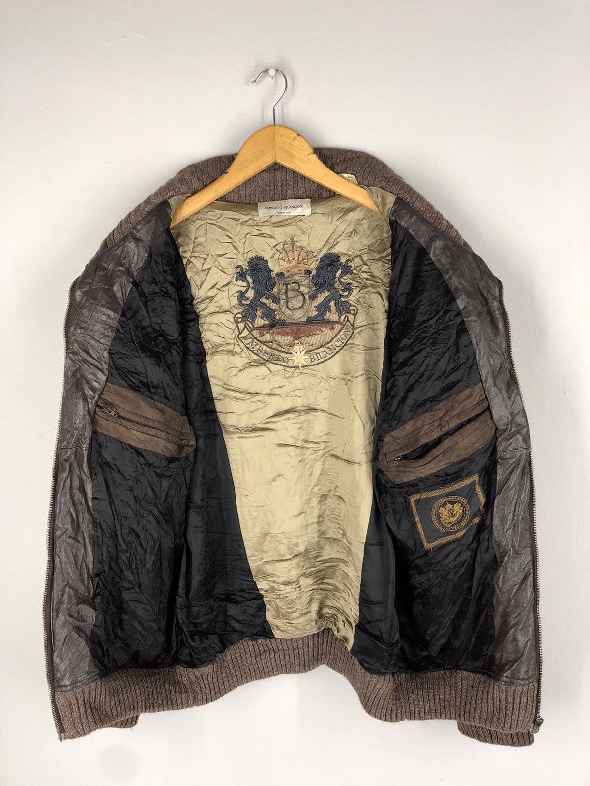 Other 🔥UMBERTO BILANCIONI HYBRID LEATHER KNIT JACKET MADE ITALY Size US L / EU 52-54 / 3 - 8 Thumbnail