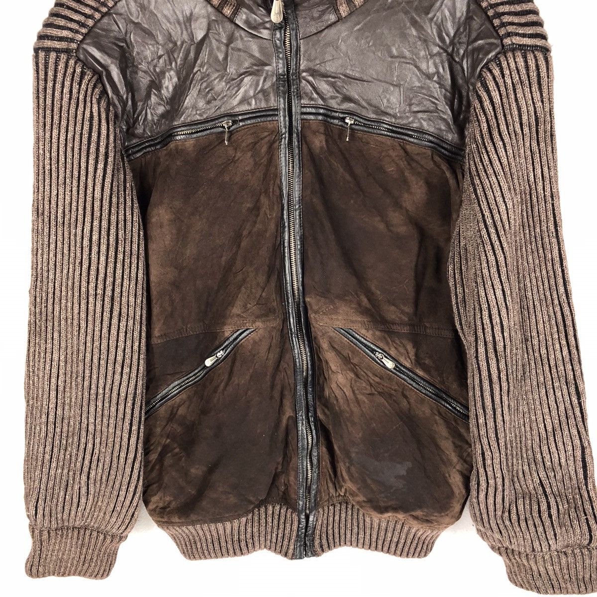 Other 🔥UMBERTO BILANCIONI HYBRID LEATHER KNIT JACKET MADE ITALY Size US L / EU 52-54 / 3 - 6 Thumbnail