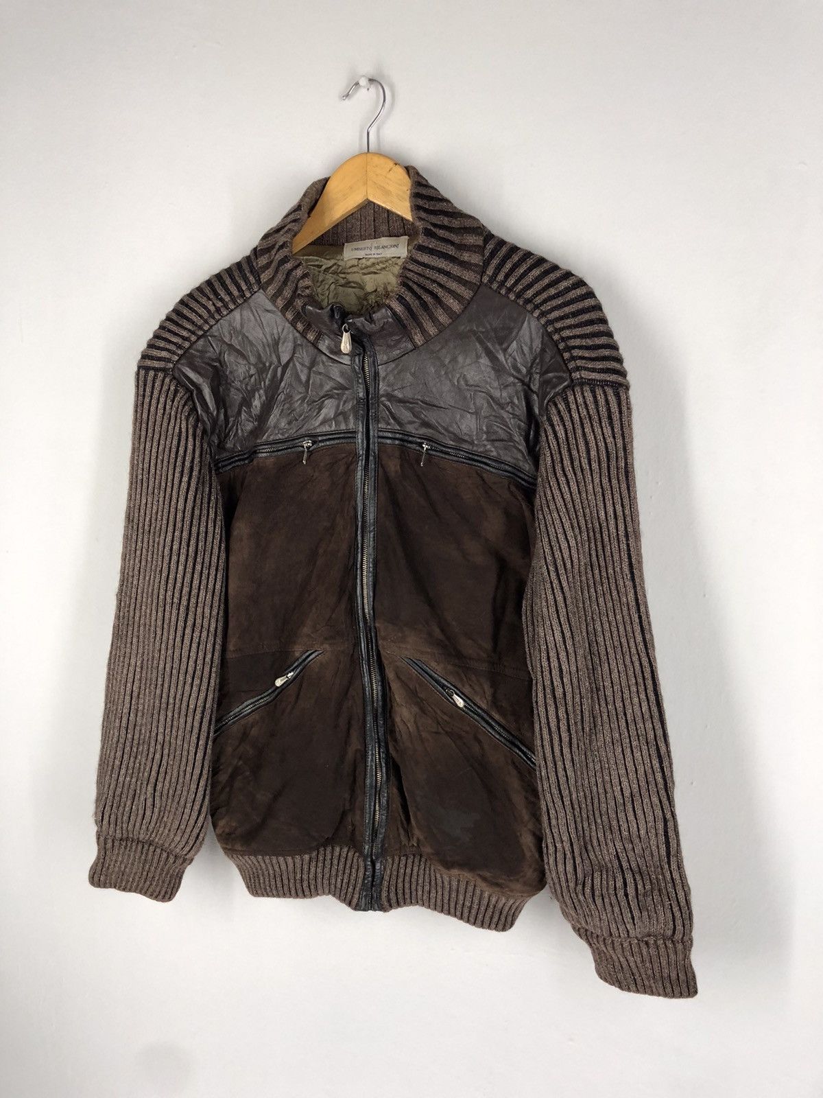 Other 🔥UMBERTO BILANCIONI HYBRID LEATHER KNIT JACKET MADE ITALY Size US L / EU 52-54 / 3 - 4 Thumbnail