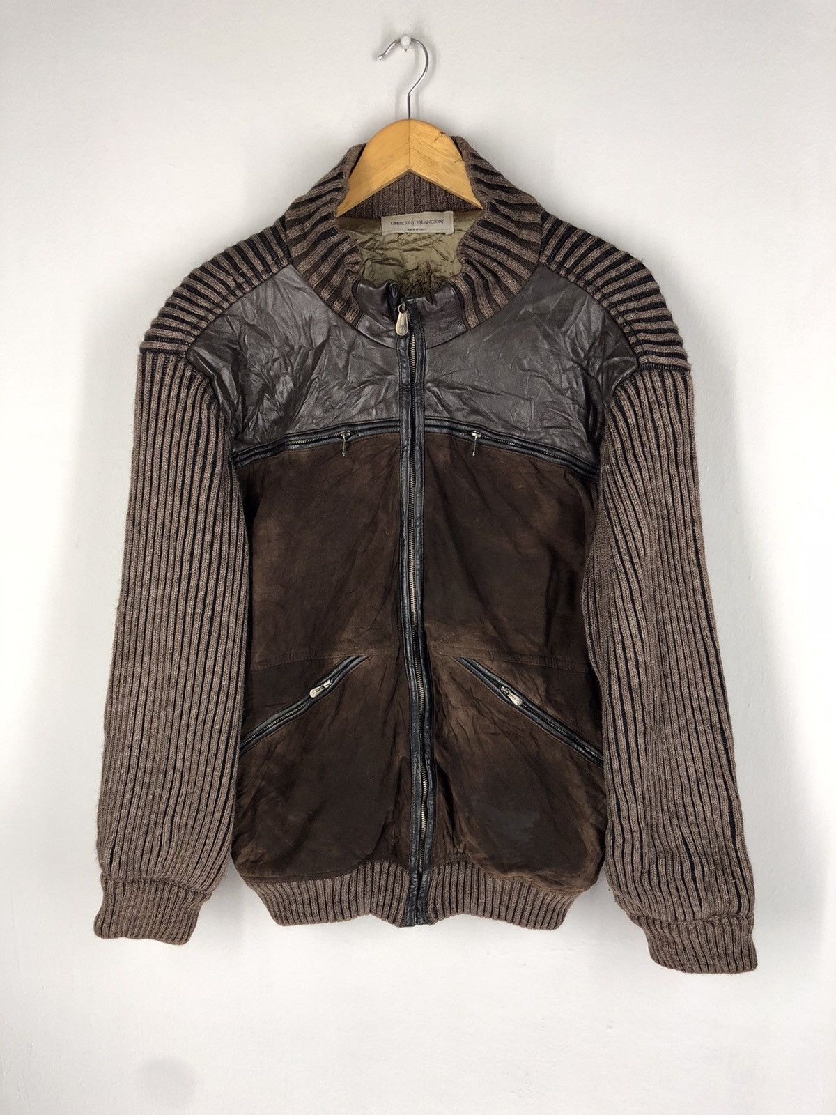 Other 🔥UMBERTO BILANCIONI HYBRID LEATHER KNIT JACKET MADE ITALY Size US L / EU 52-54 / 3 - 1 Thumbnail