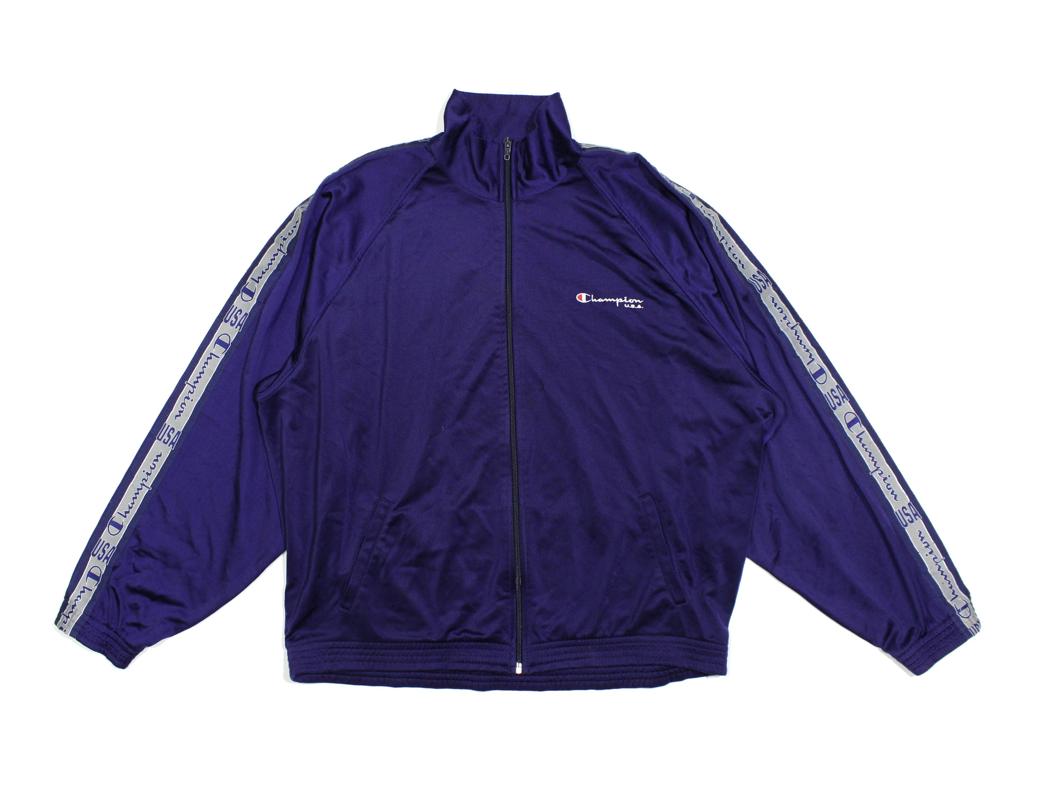 Champion 90S USA Track Logo Jacket Vintage Size US XL / EU 56 / 4 - 1 Thumbnail