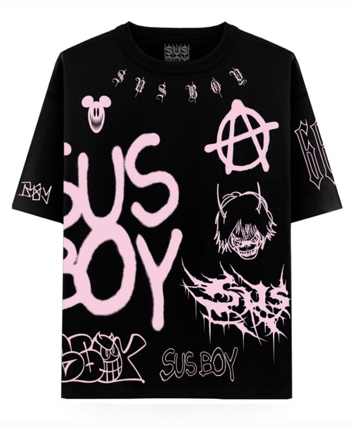 GOTHBOICLIQUE × Lil Peep × Sus Boy SUS BOY LOGOS T-SHIRT (BLACK) | Grailed