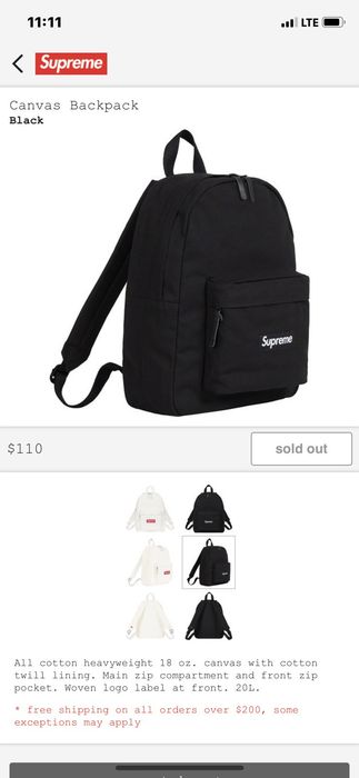 Supreme Backpack 'Black' | Men's Size Onesize