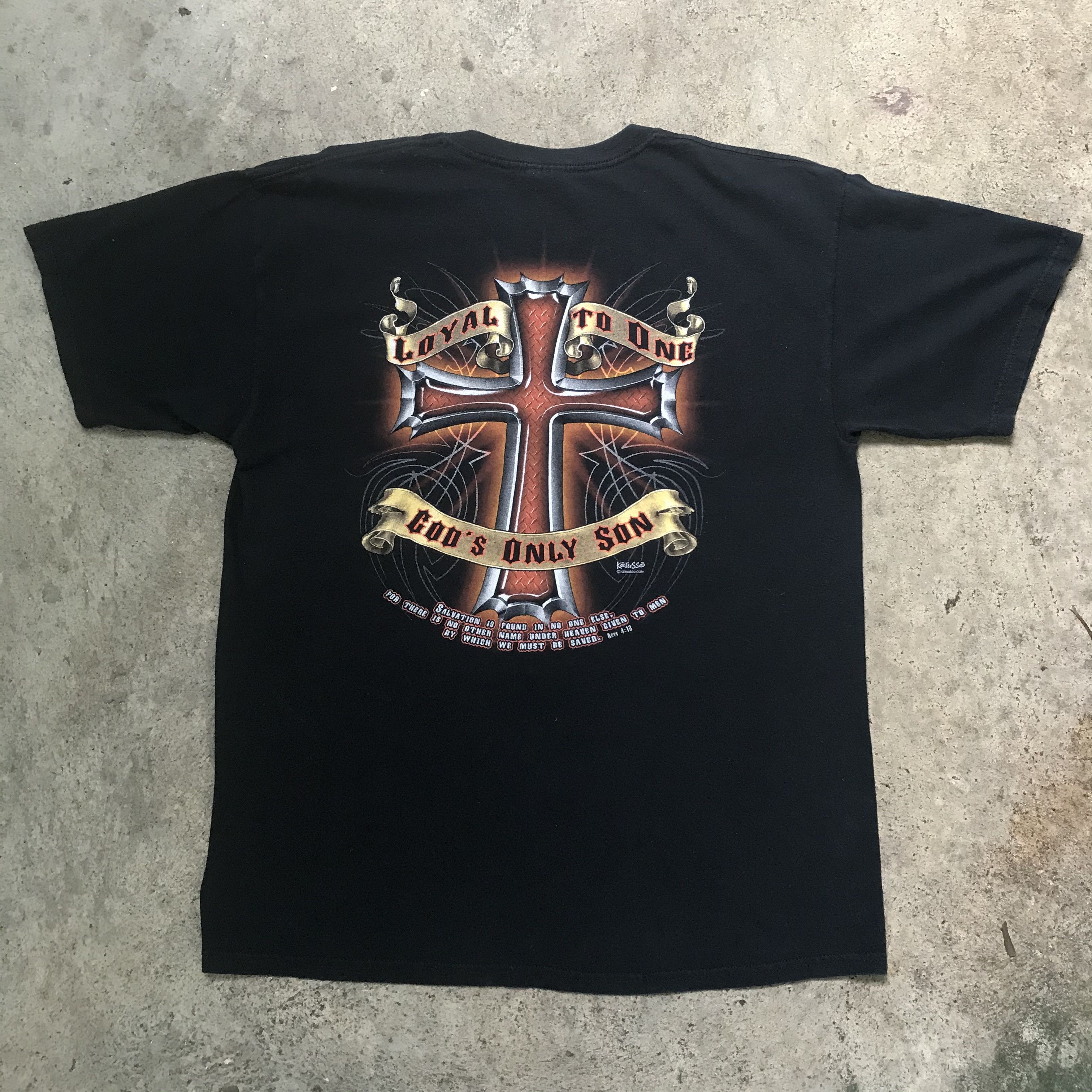 Gildan × Vintage Vintage Y2K Jesus Loyal To One Christ God Holy Bible Tee Size US L / EU 52-54 / 3 - 5 Thumbnail