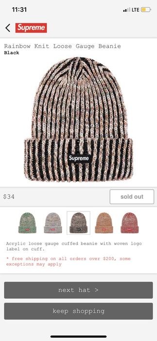 Supreme Rainbow Knit Loose Gauge Beanie Black | Grailed