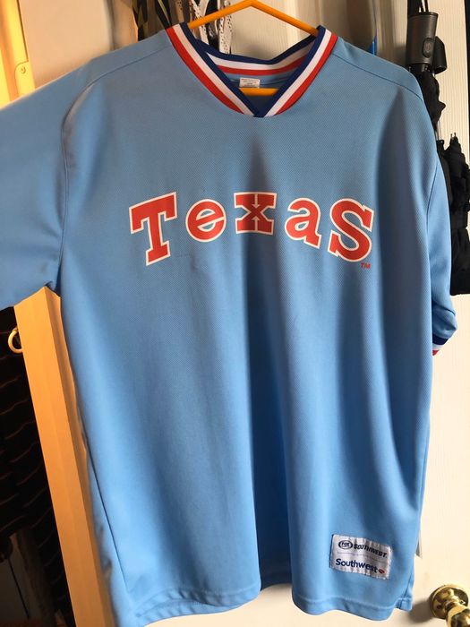light blue texas rangers shirt
