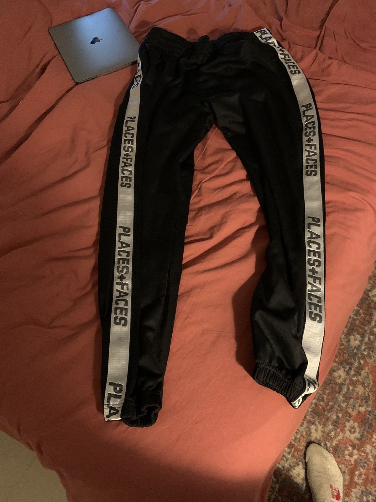 image of Places Faces Places + Faces Back Taped Pants in Black, Men's (Size 32)
