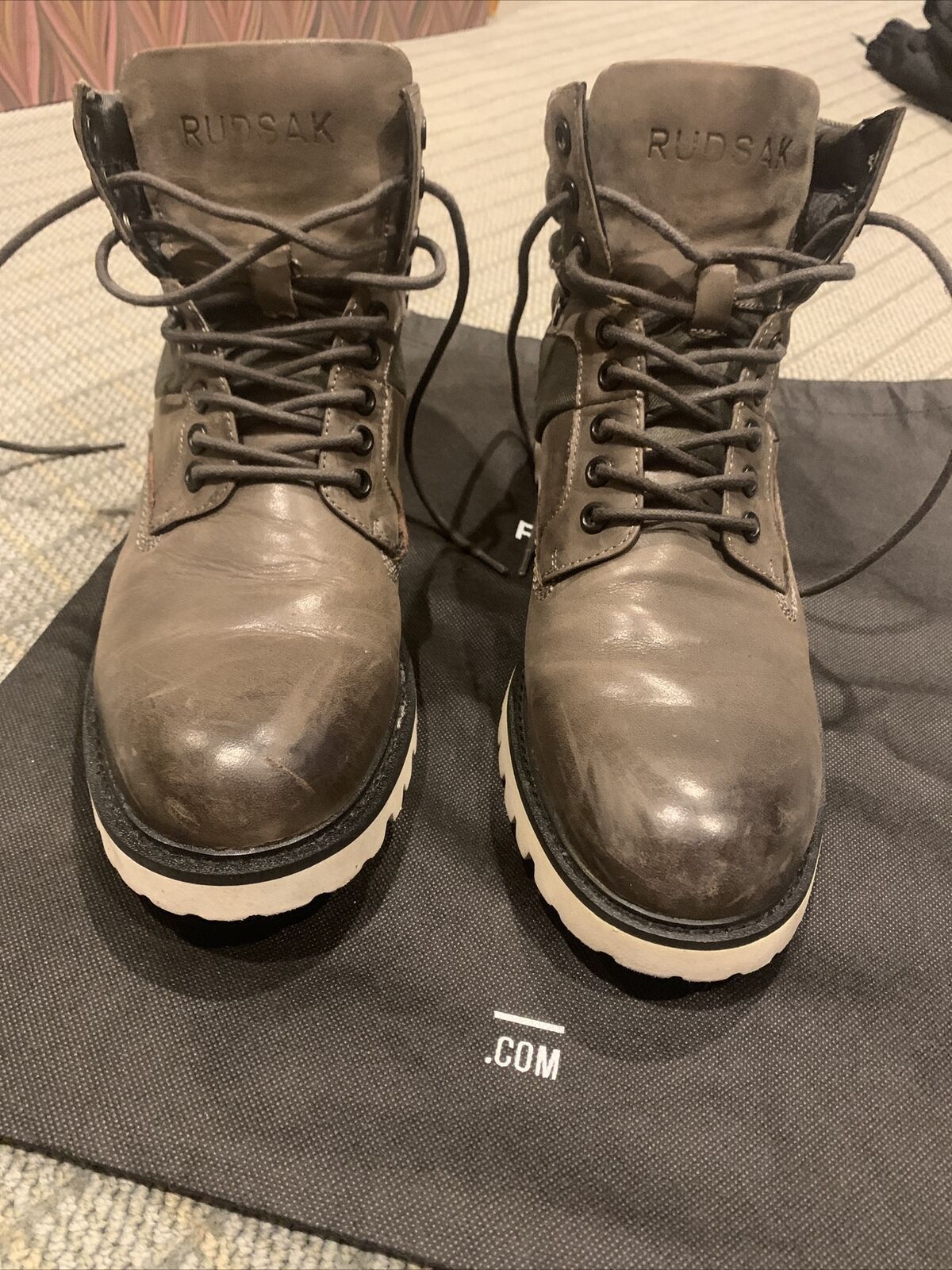Rudsak Rudsak men's genuine leather boots in a greyish olive drab Size US 9.5 / EU 42-43 - 2 Thumbnail