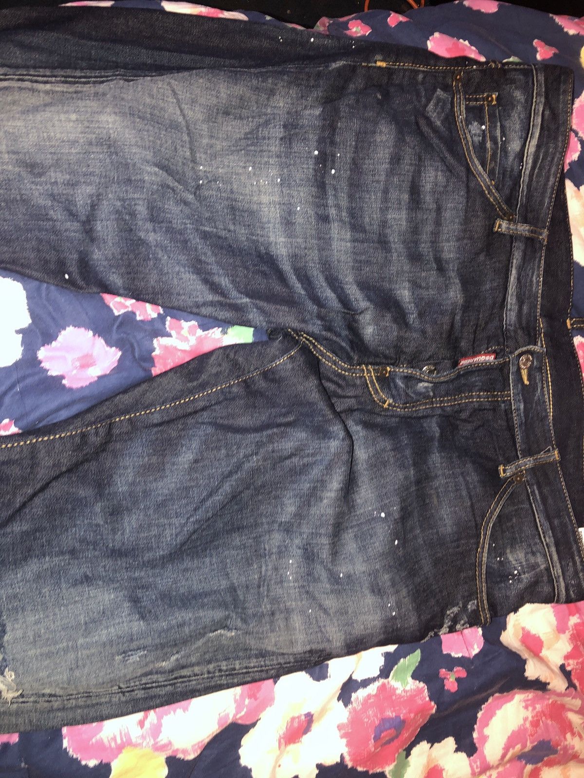 Dsquared2 ripped jeans with paint splatter