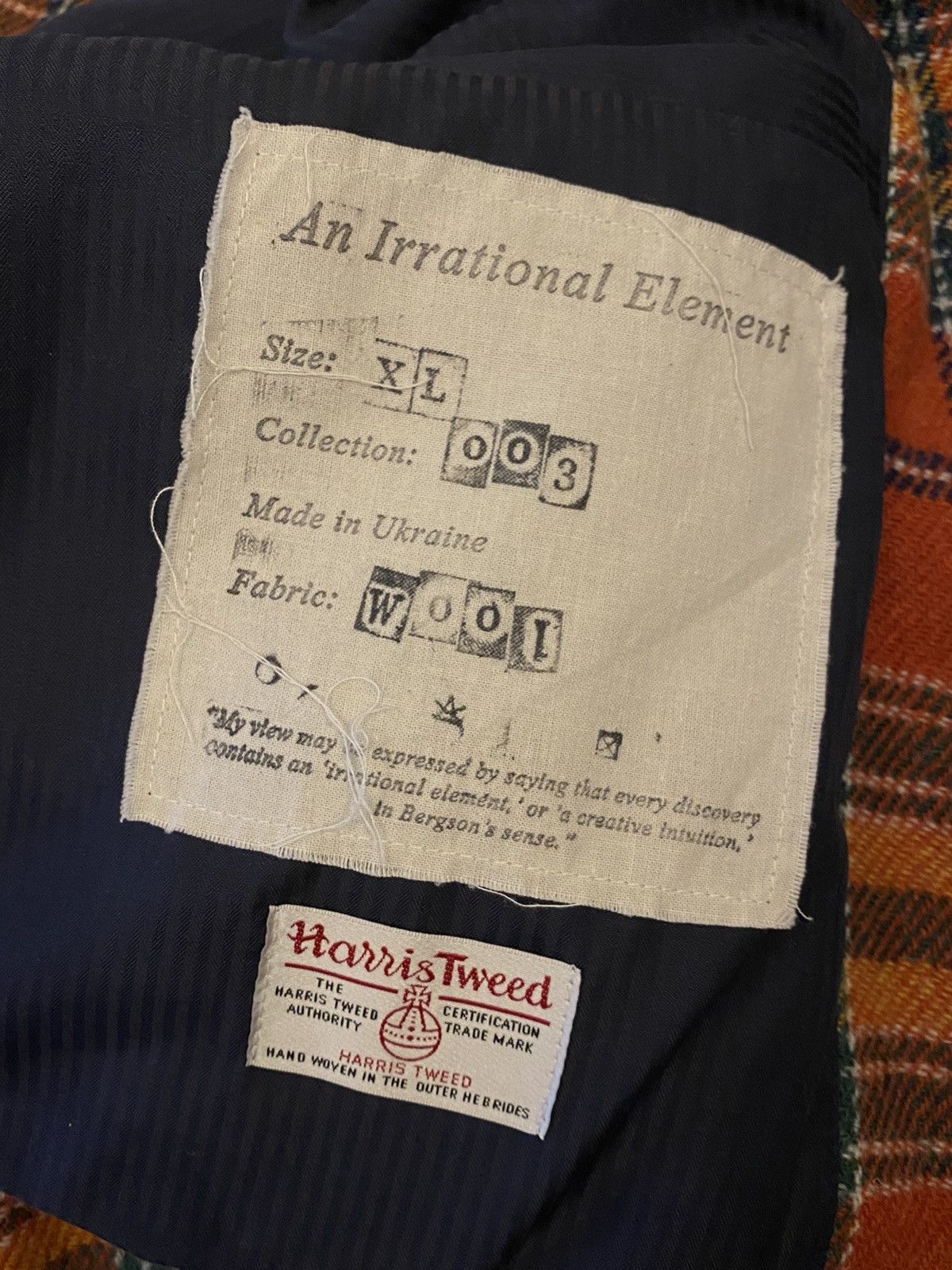 Brand An Irrational Element Childhood Jacket Harris Tweed | Grailed