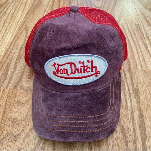 NEW VON DUTCH BURGUNDY/RED VELVET MESH TRUCKER CAP HAT