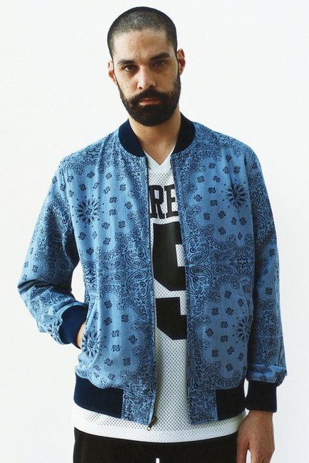 Supreme SS13 Paisley denim campus bomber jacket | Grailed