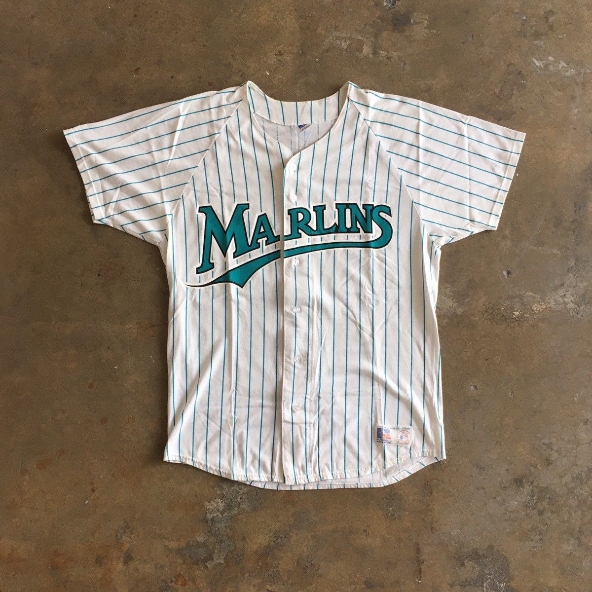 Russell Athletic, Shirts, Russell Athletic Vtg Florida Marlins Home Jersey  Size 52