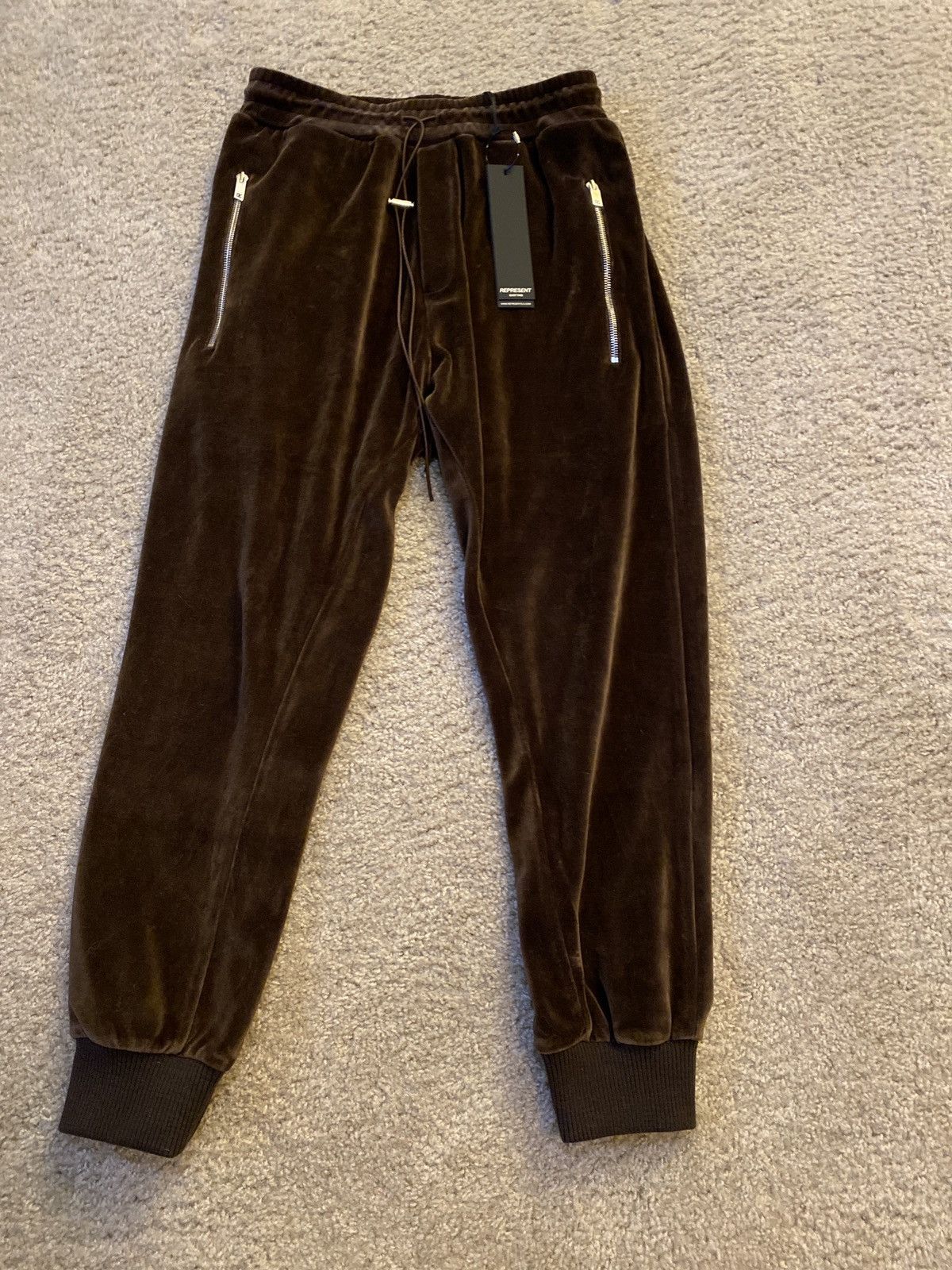 Represent Velour Joggers-Brown