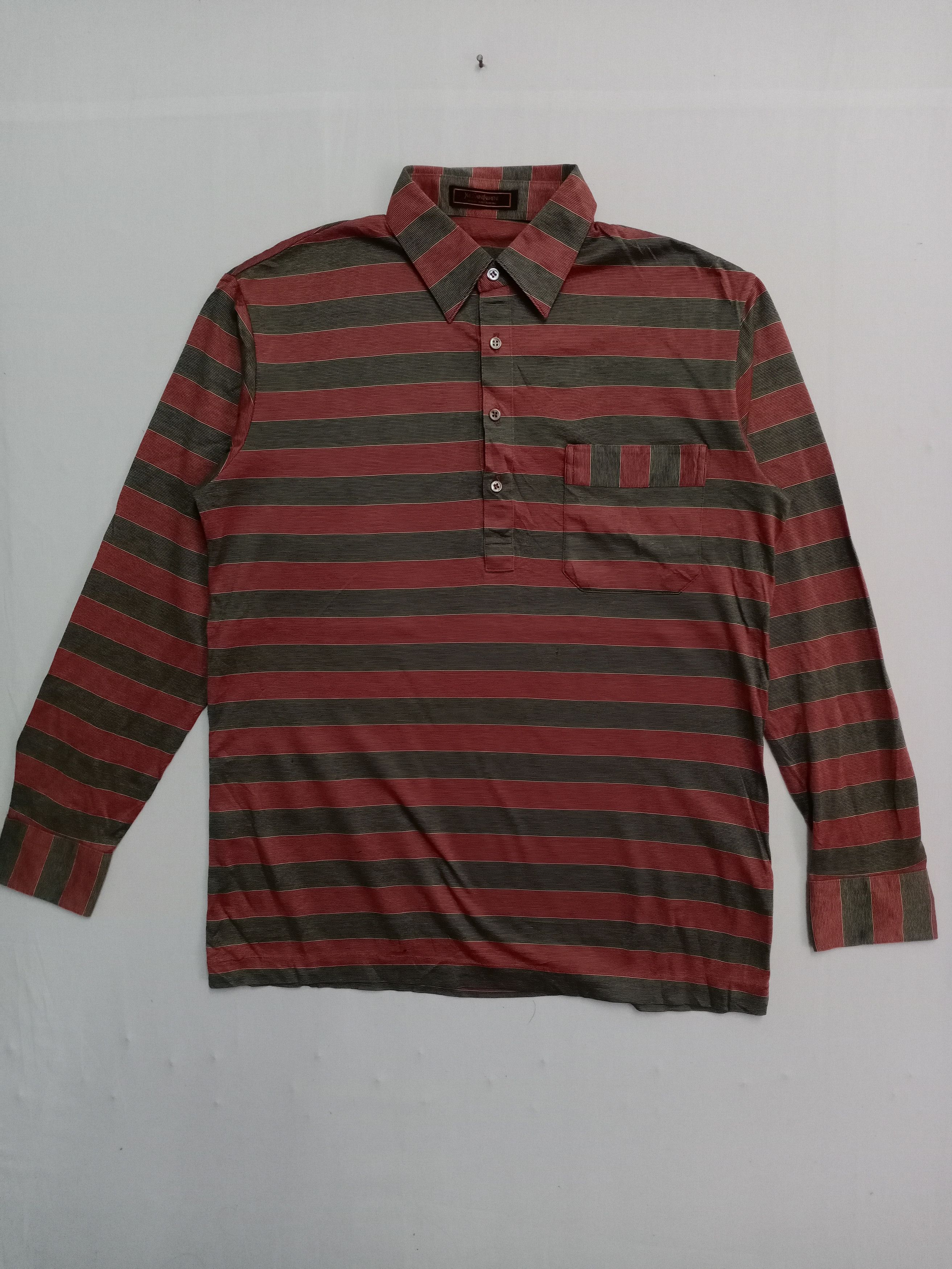 Vintage YSL Stripe Long Sleeve Collar T-shirt