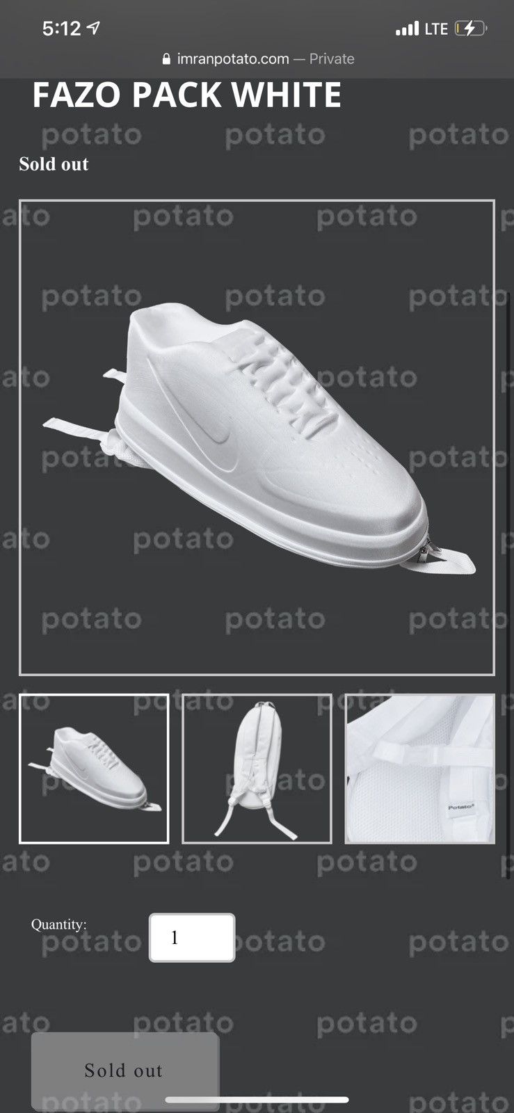 Imran Potato Imran Potato Fazo Pack White Air Force 1 Backpack Grailed