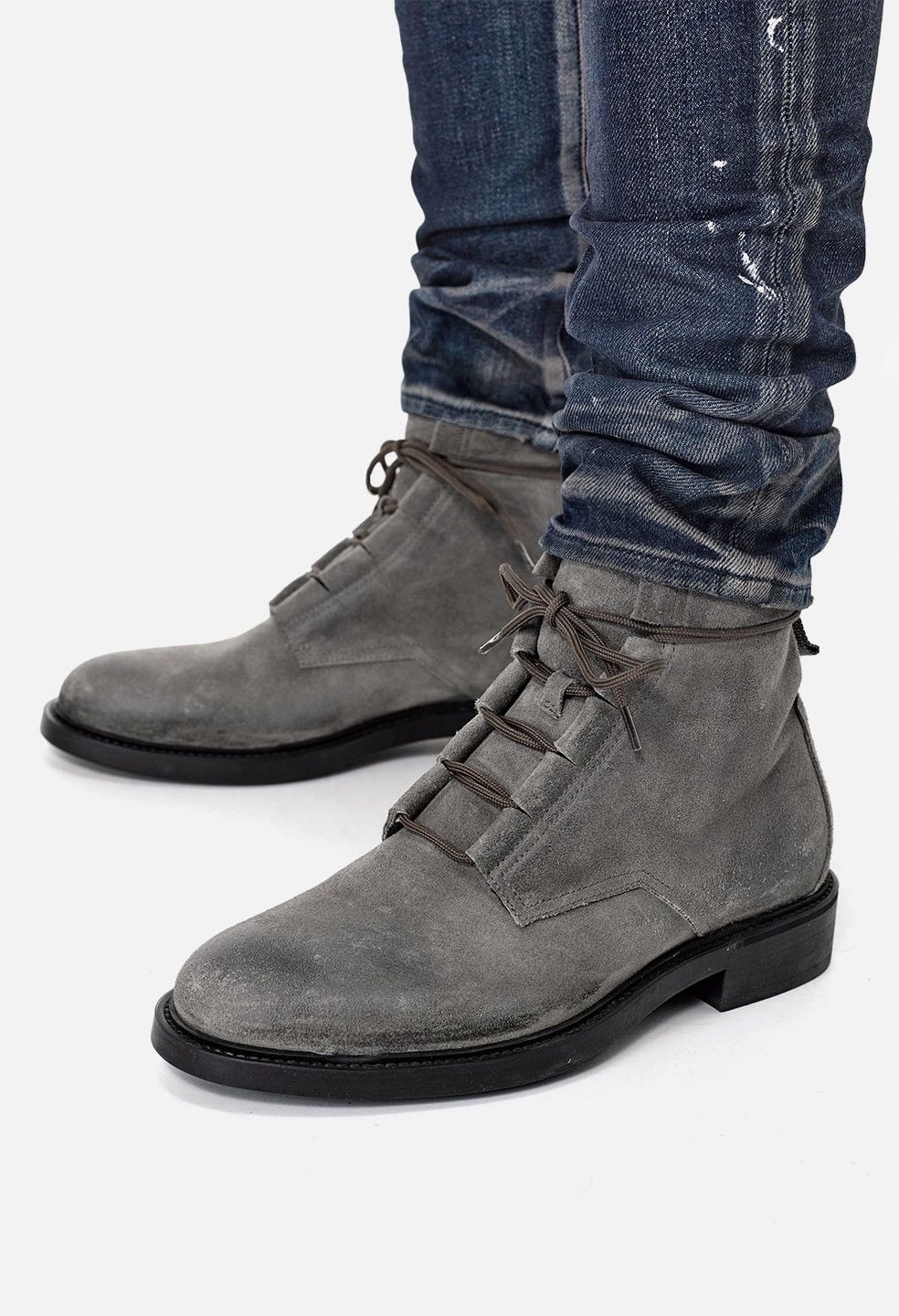 John Elliott Waxed Slate Combat Boots