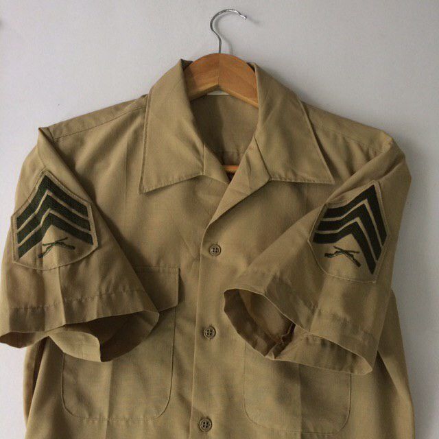 80s Buttons UPS Khakis Sergeant Shirt True Vintage (JS9)