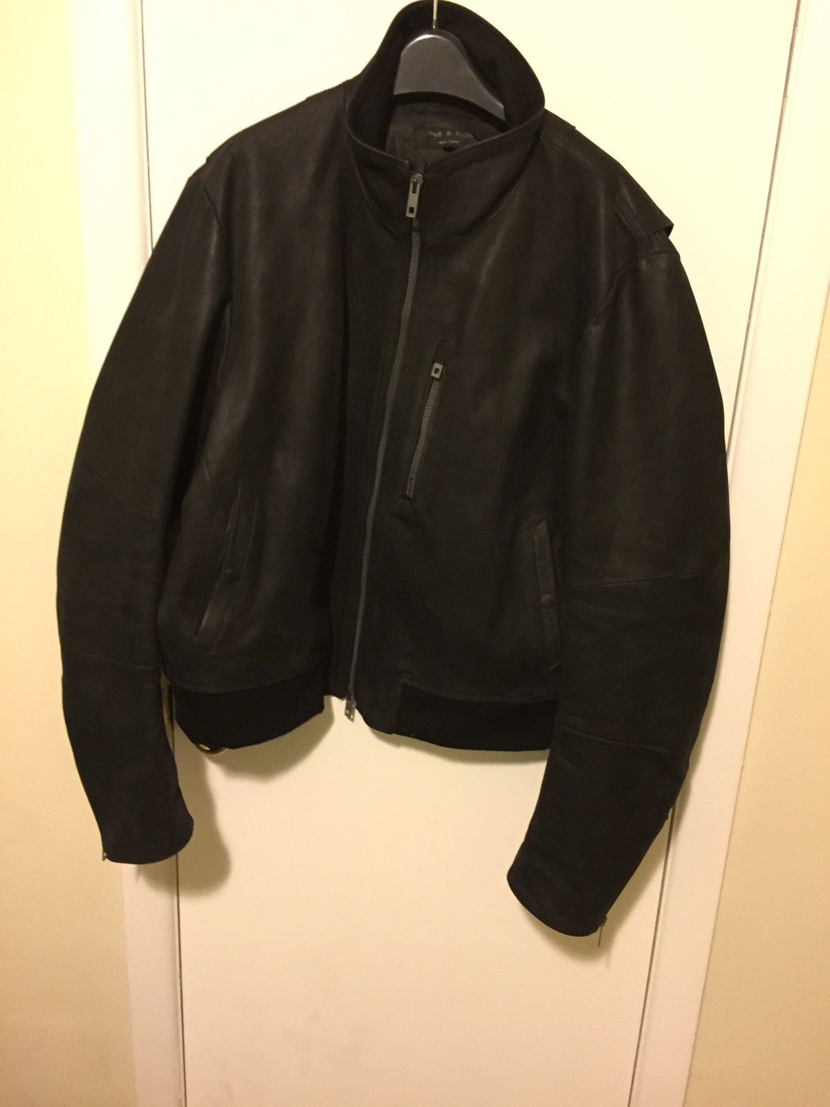 Rag & Bone Black Leather Bomber