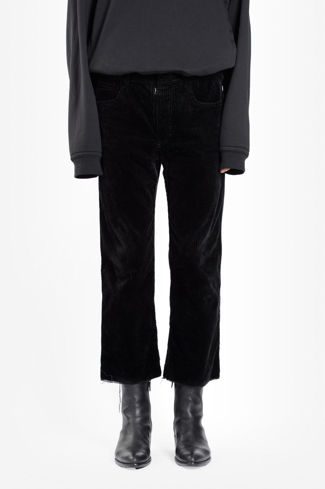 Haider Ackermann SOLD OUT RUNWAY Haider Corduroy Black Trouser Pants  Cropped | Grailed