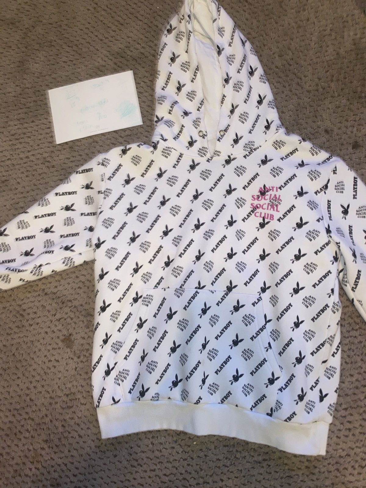 Anti Social Social hot Club x Playboy White Hoodie Size Large