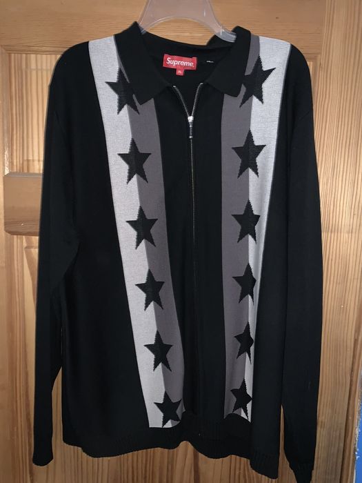 Supreme Stars Zip Up Sweater Polo XL